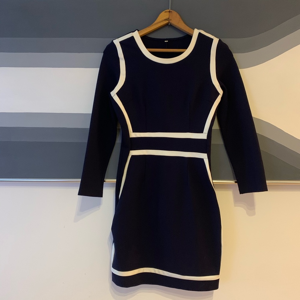 White Trim Fitted Dress